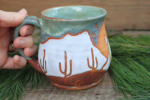 Snowy Desert Mountain Sunset Mug, 17 oz