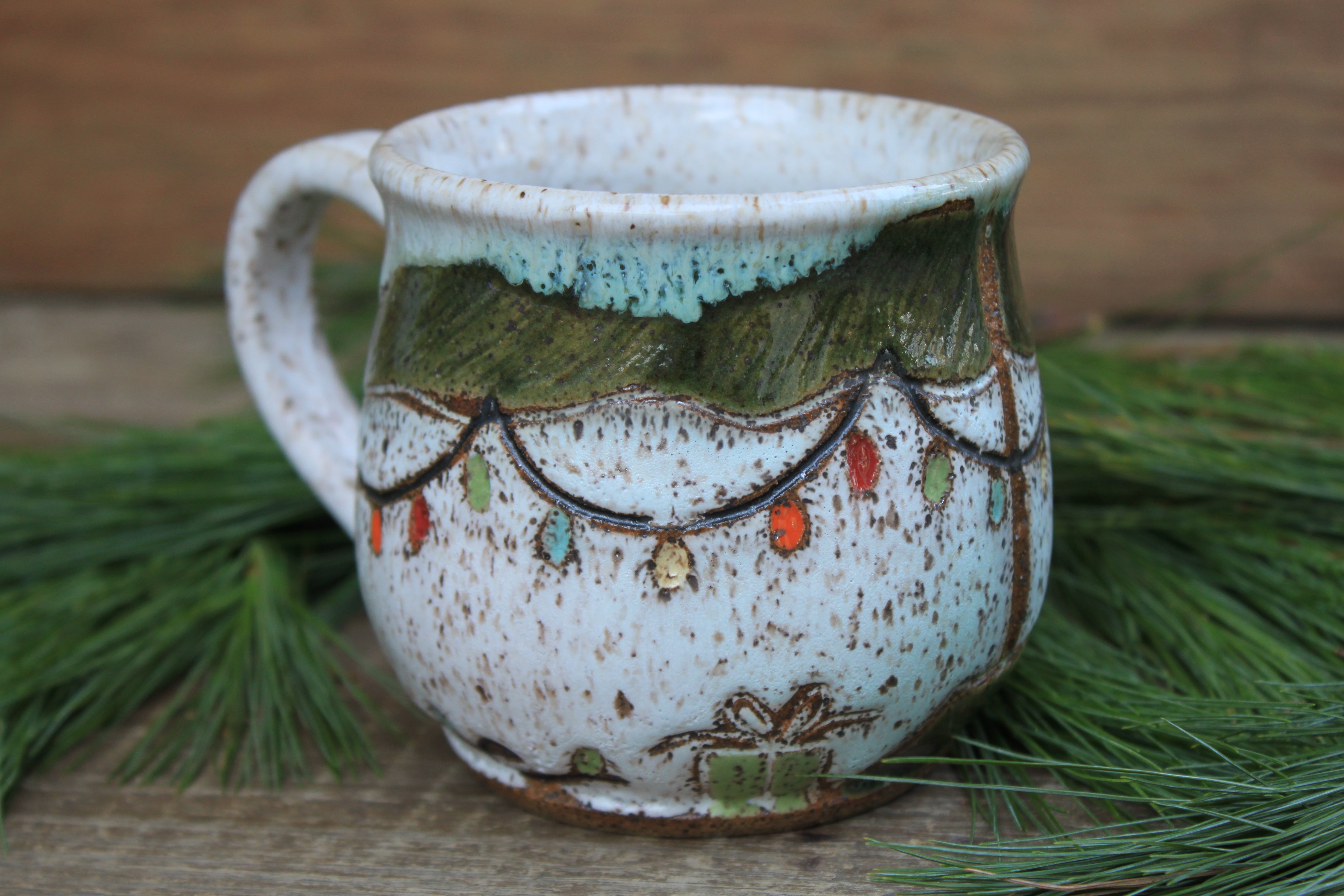 Cozy Christmas Morning by the Tree Carved Mug, 17