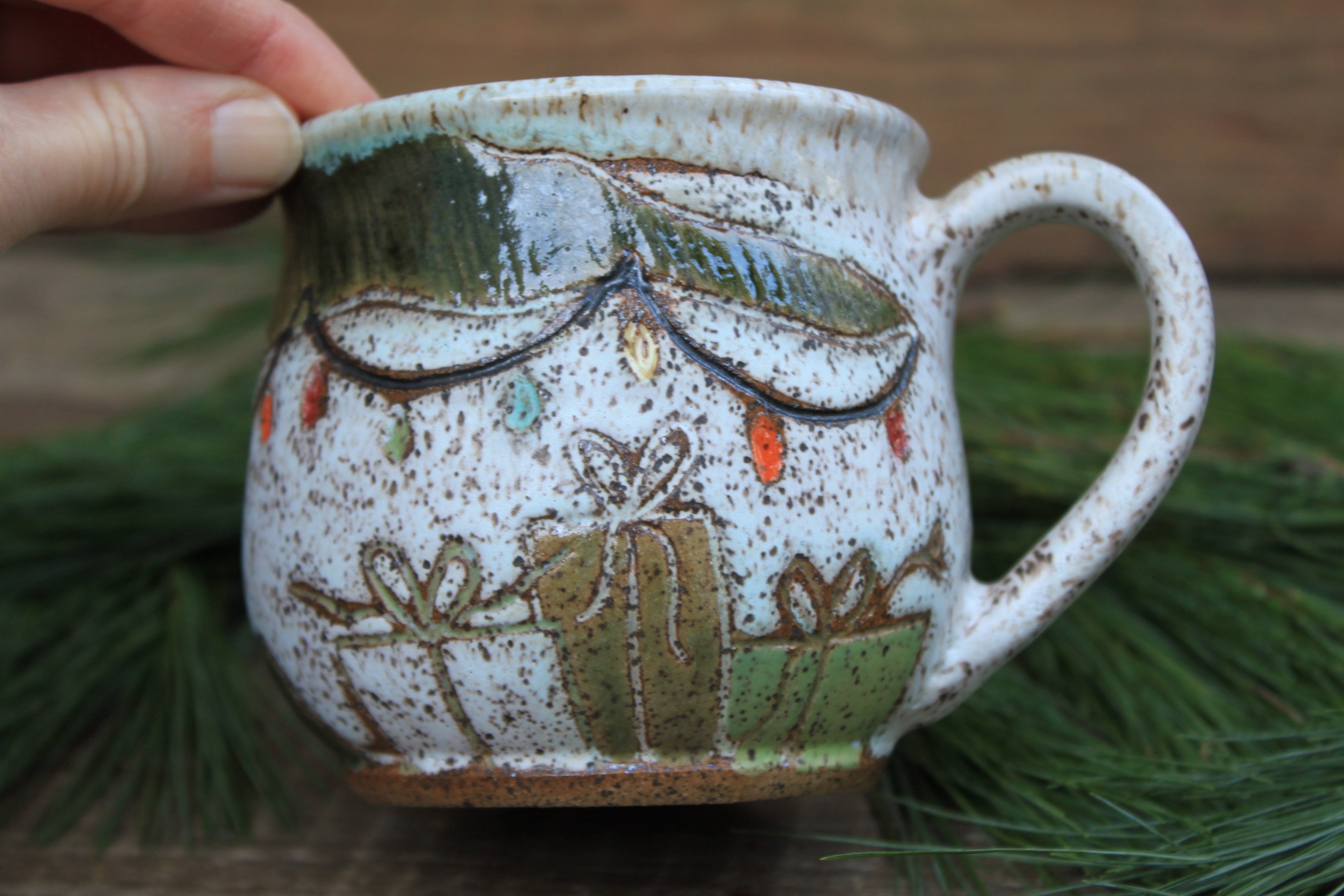 Cozy Christmas Morning by the Tree Carved Mug, 17