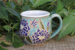 Load image into Gallery viewer, Delightful Dahlias Carved Mug, Purple, 16 oz

