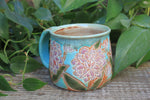 Load image into Gallery viewer, Delightful Dahlias Carved Mug, Pink, 17 oz
