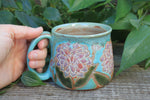 Load image into Gallery viewer, Delightful Dahlias Carved Mug, Pink, 17 oz
