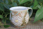 Load image into Gallery viewer, Delightful Dahlias Carved Mug, White, 15 oz
