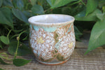 Load image into Gallery viewer, Delightful Dahlias Carved Mug, White, 15 oz
