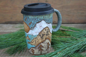 Glacial Lakes Sunset Handle Travel Mug, 17 oz