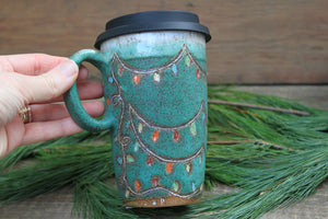 Twinkly Tree Handled Travel Mug, 17 oz