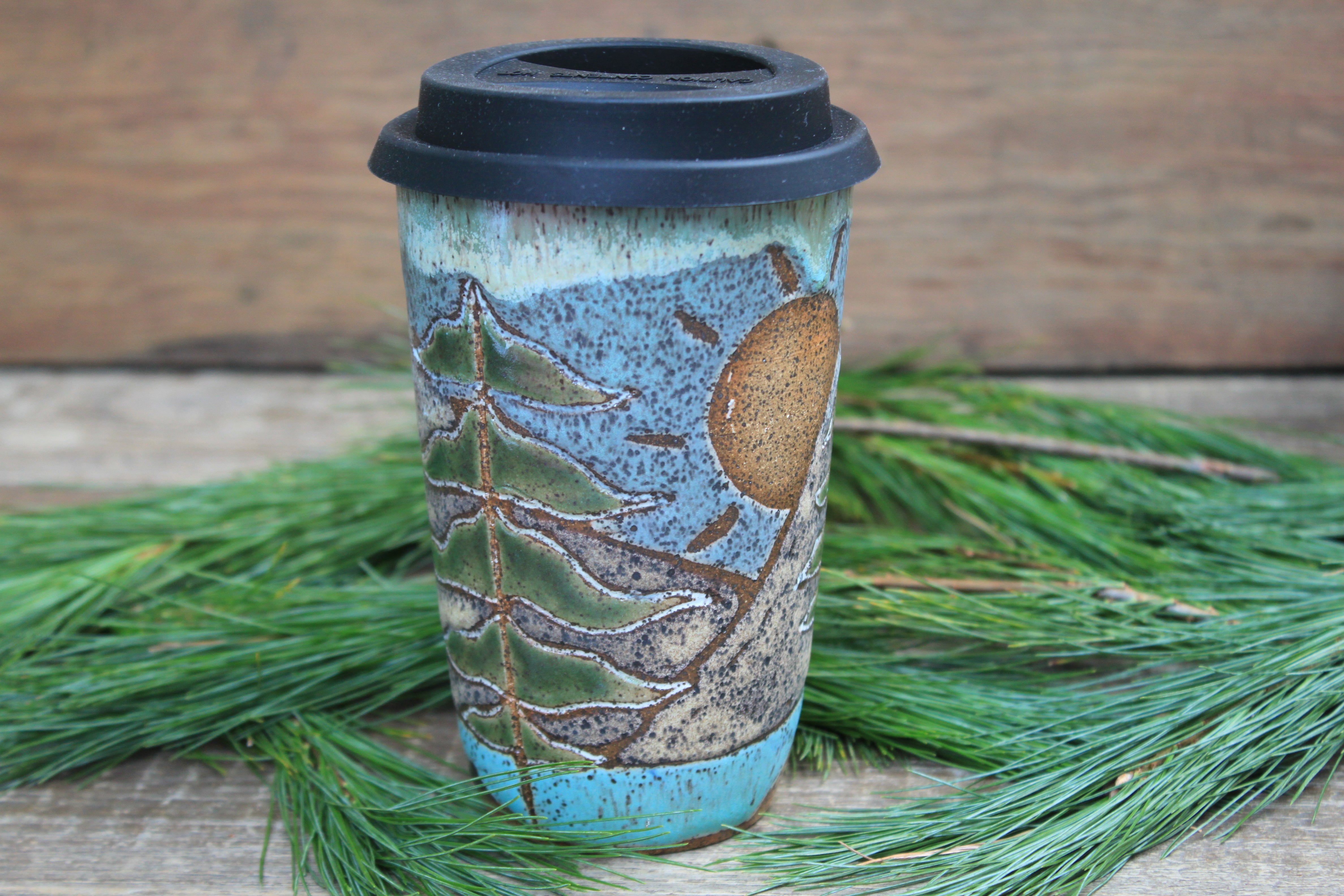 Redwood Days Carved Handled Travel Mug, 17 oz