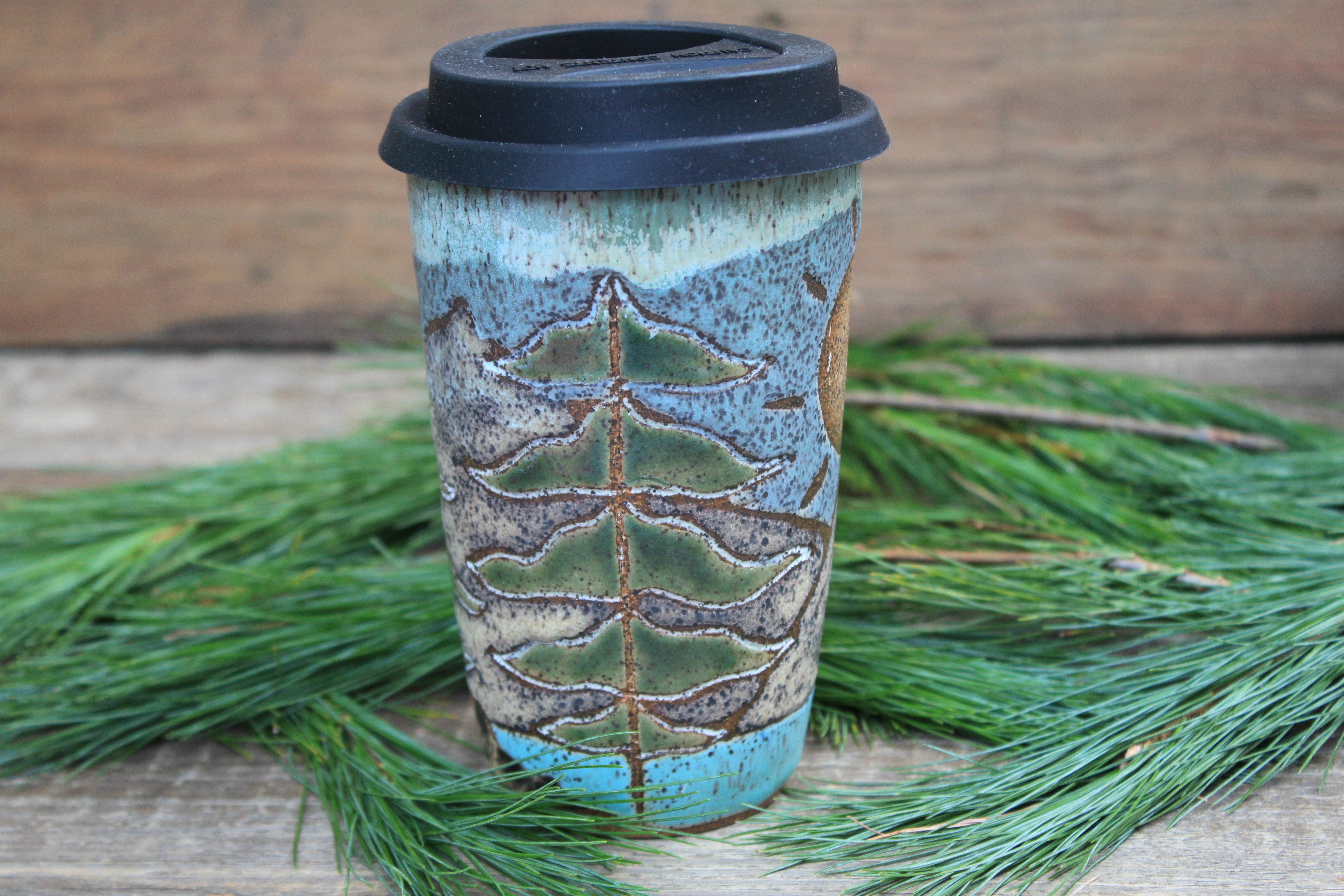 Redwood Days Carved Handled Travel Mug, 17 oz