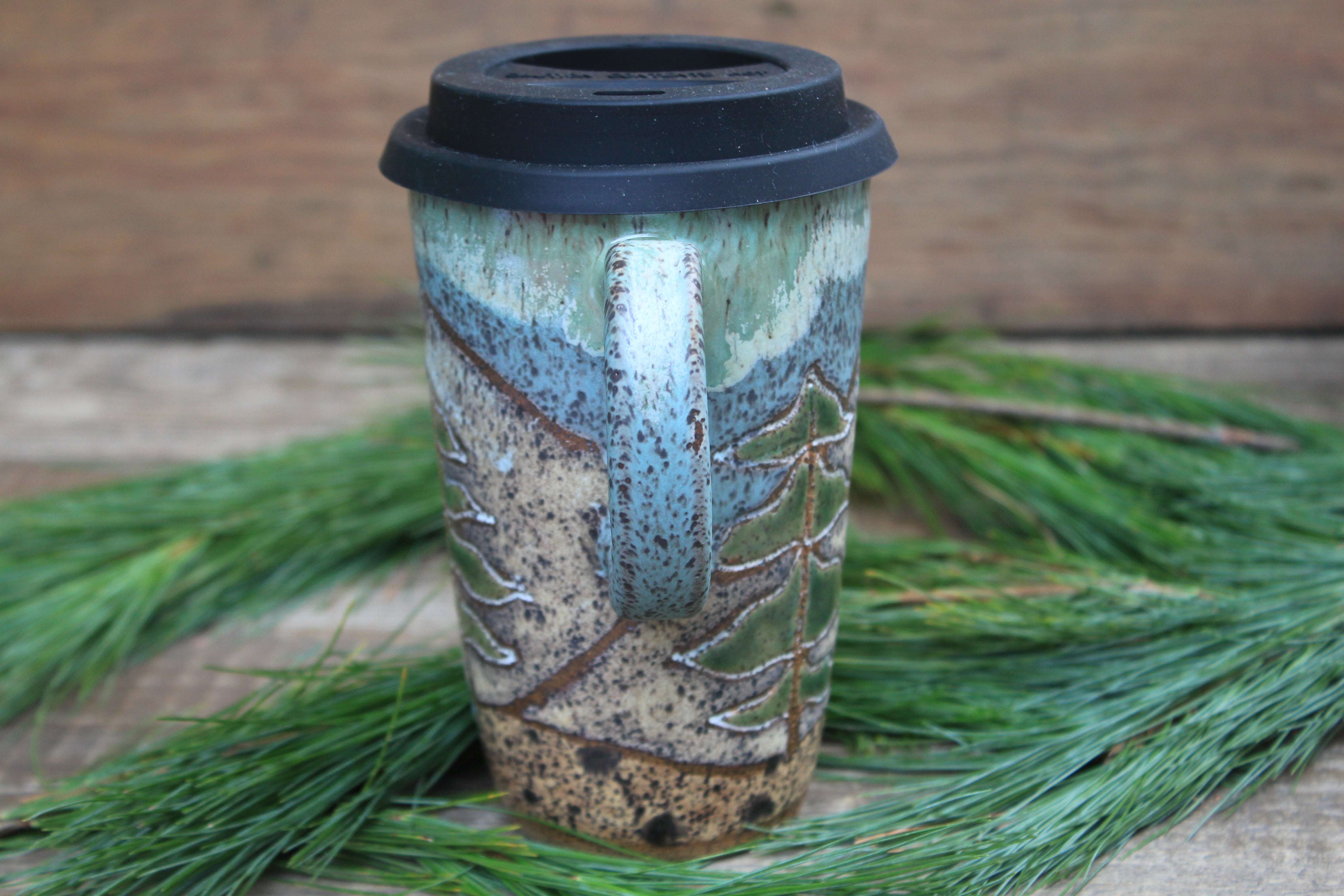 Redwood Days Carved Handled Travel Mug, 17 oz