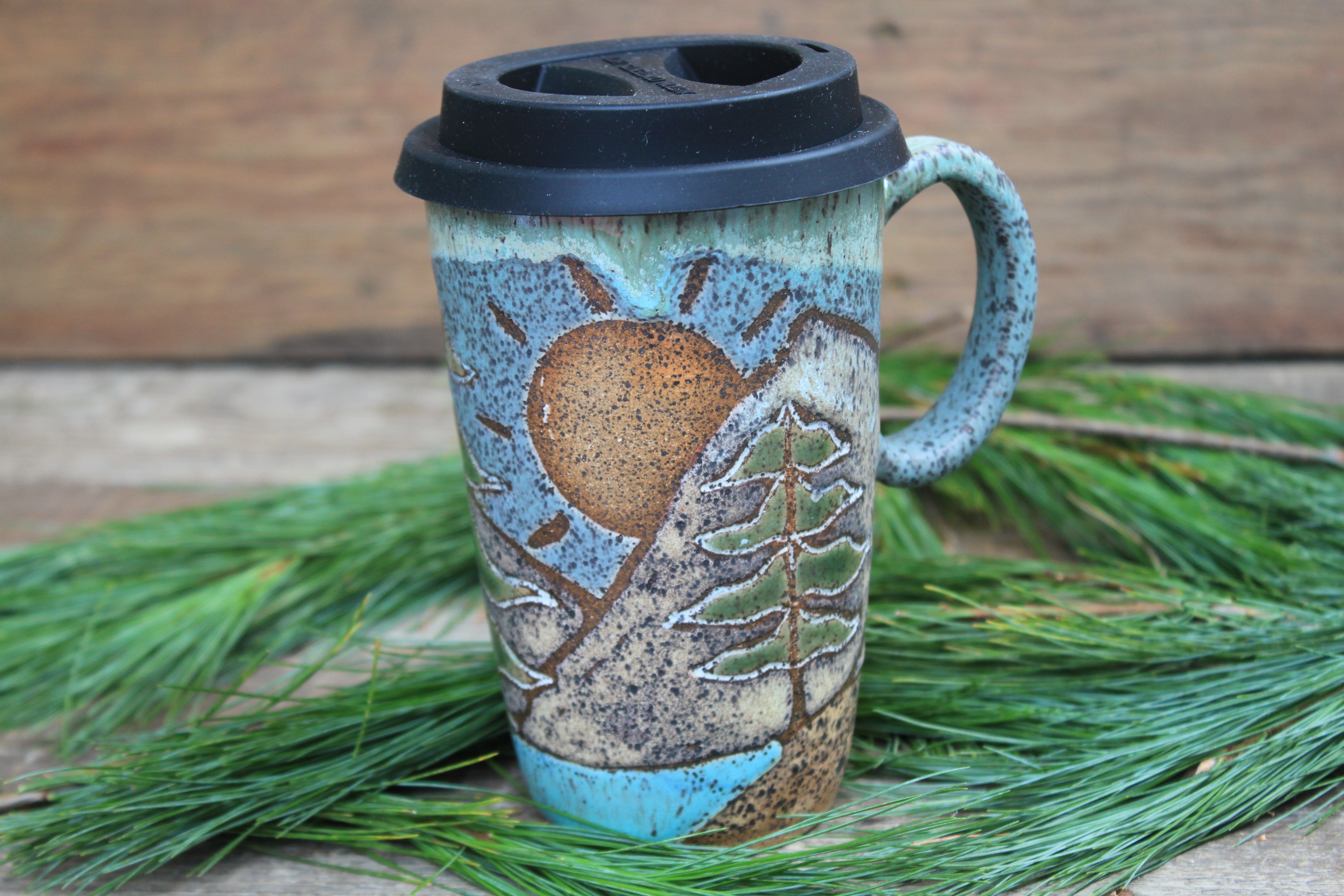 Redwood Days Carved Handled Travel Mug, 17 oz