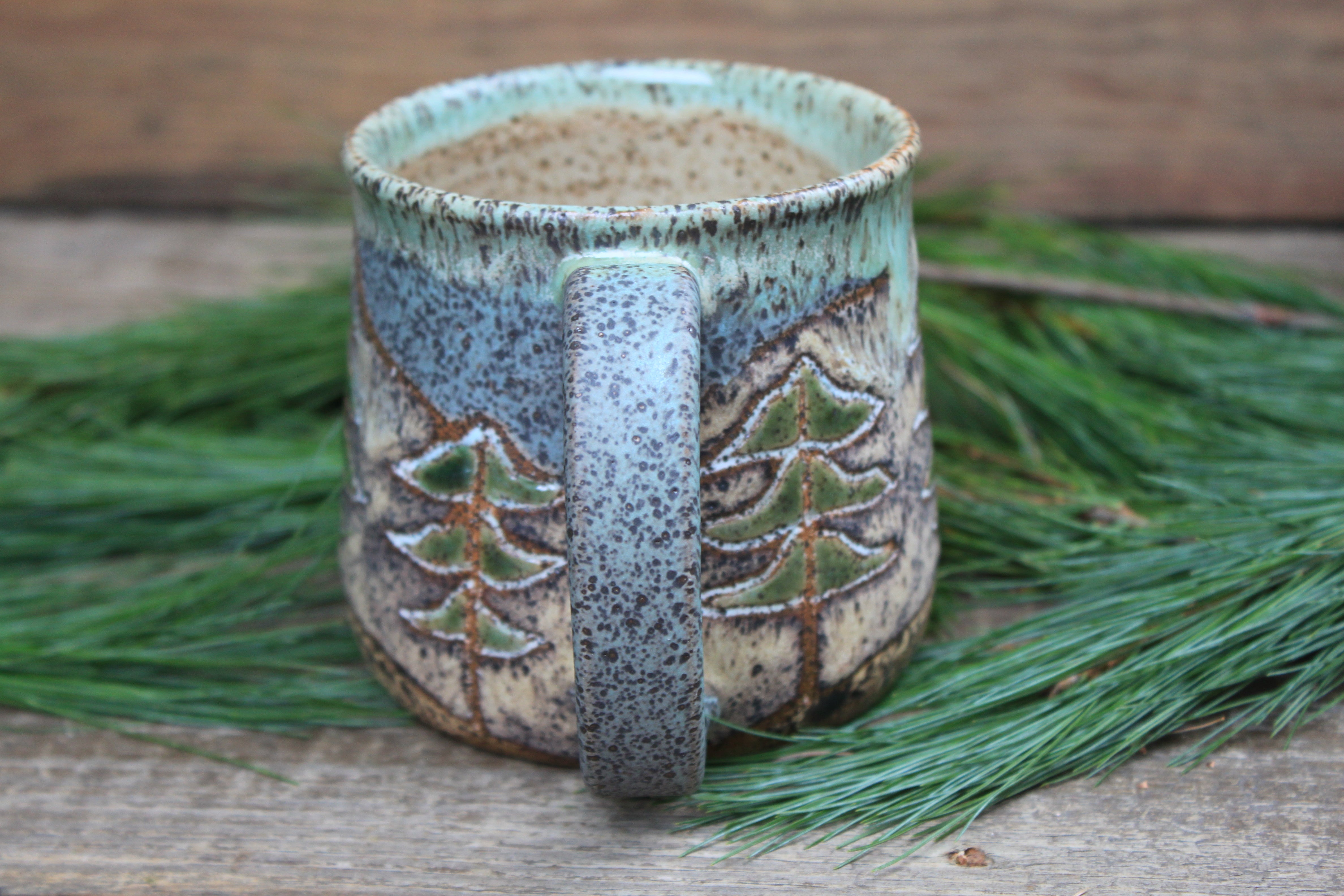 Redwood Grove Nights Carved Mug, 19 oz