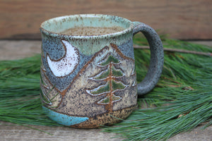 Redwood Grove Nights Carved Mug, 19 oz