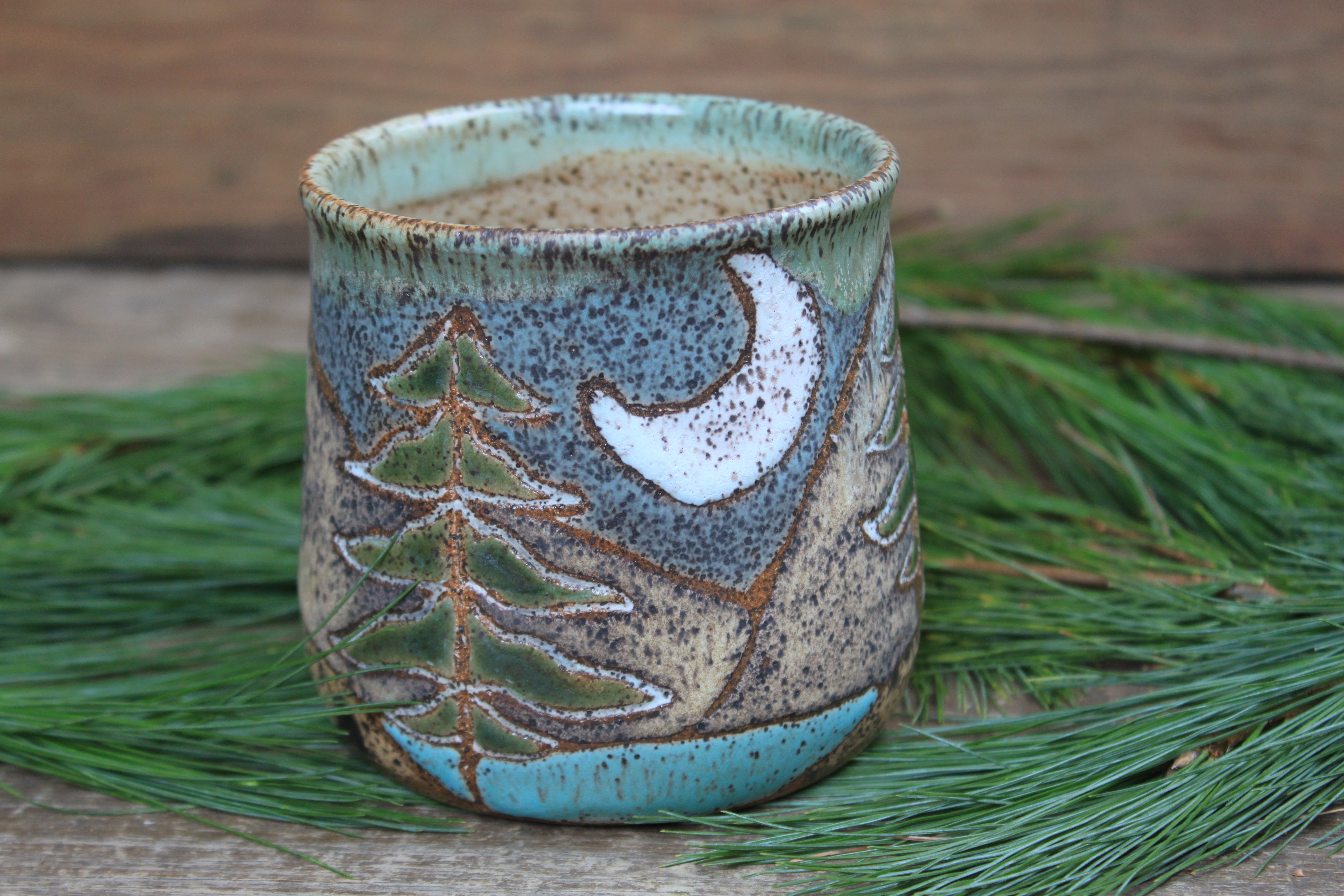 Redwood Grove Nights Carved Mug, 19 oz