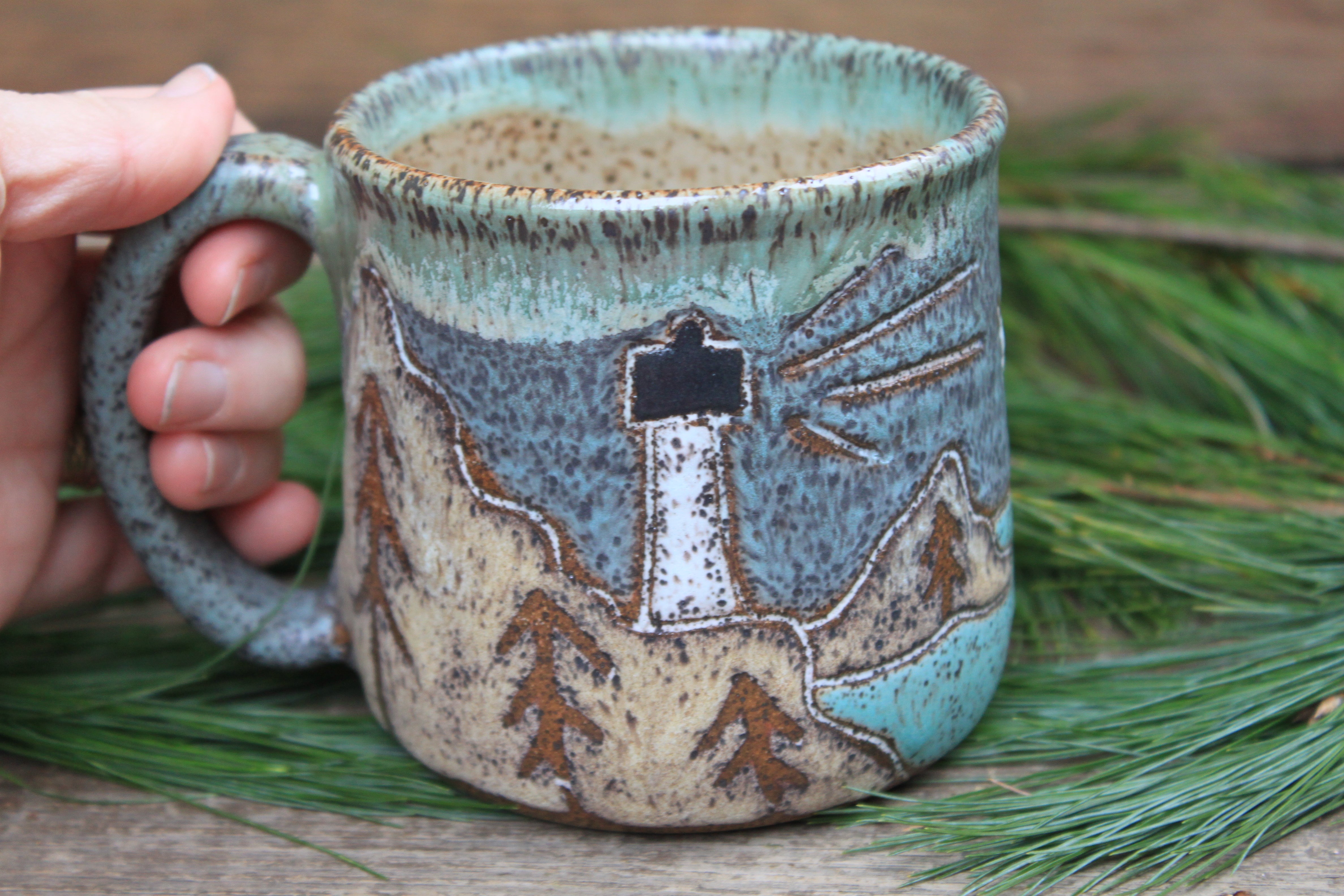 Acadia National Park Coastal Views Carved Mug, 18 oz