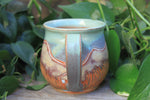 Load image into Gallery viewer, Beachy Sand Dune Sunset and Sailboats Carved Mug, 18 oz
