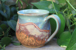 Load image into Gallery viewer, Beachy Sand Dune Sunset and Sailboats Carved Mug, 18 oz
