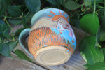 Load image into Gallery viewer, Beachy Sand Dune Sunset and Sailboats Carved Mug, 18 oz
