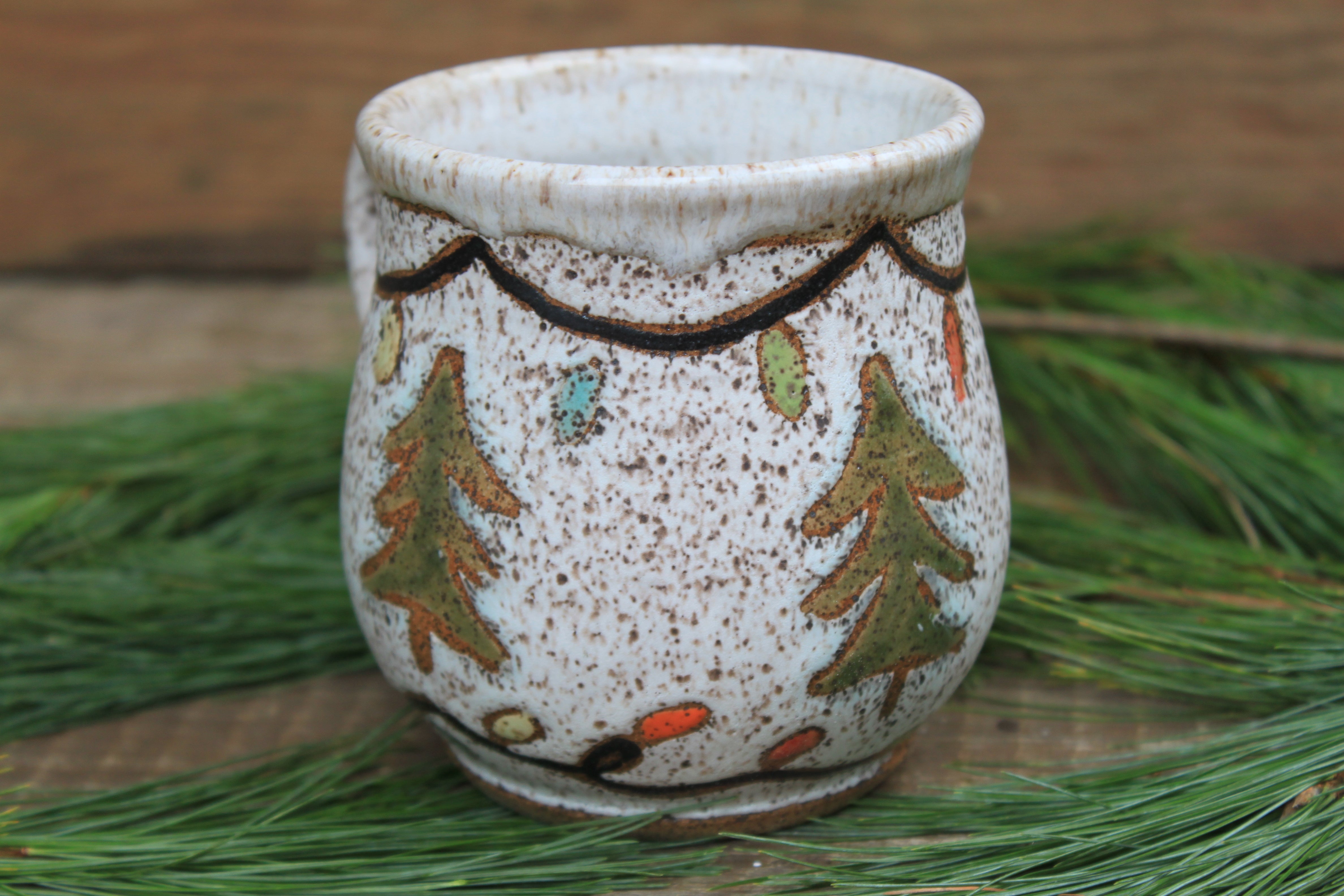 Twinkly Lights and Evergreens Mug, 18 oz