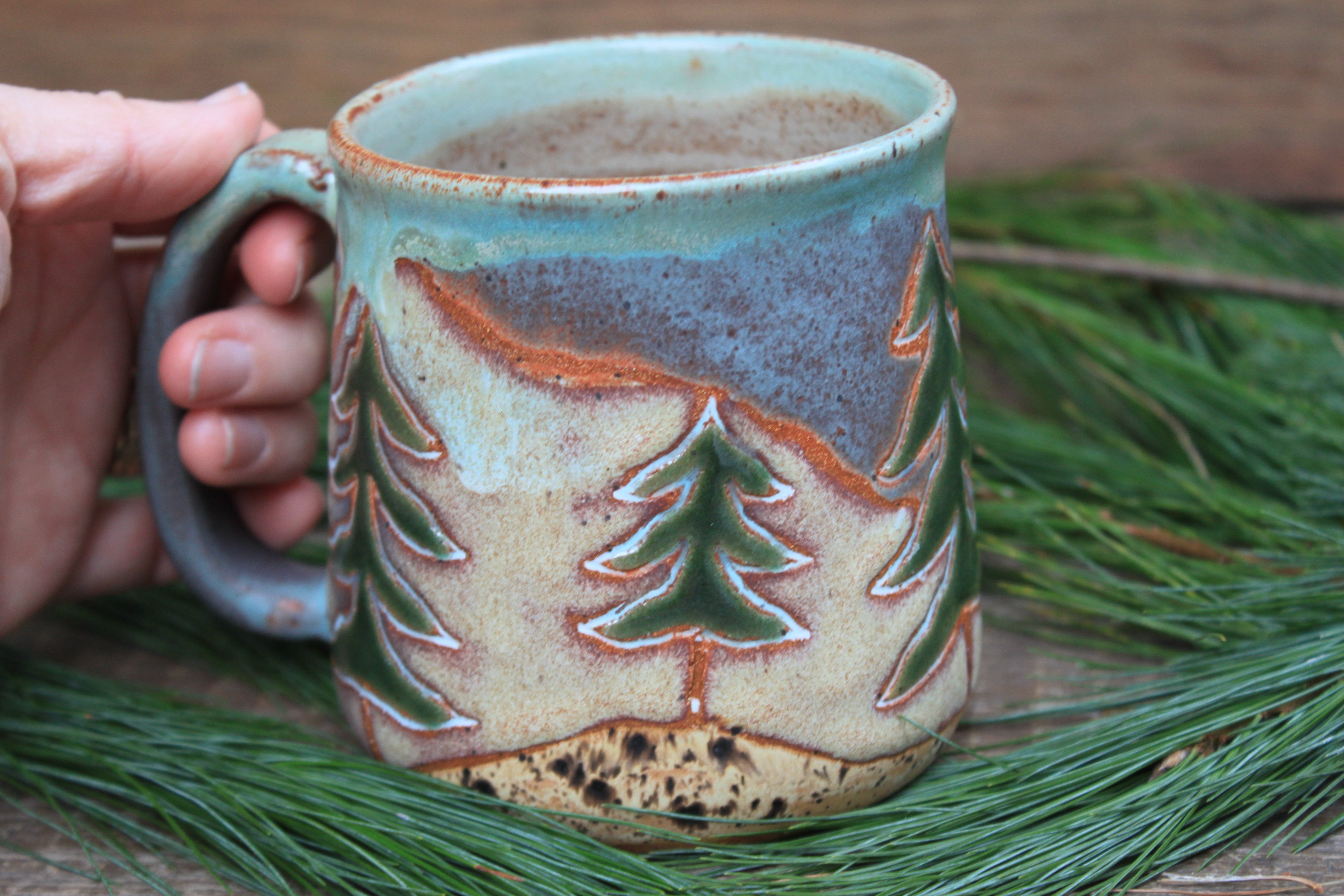 Sequoia River Days Carved Mug, 20 oz