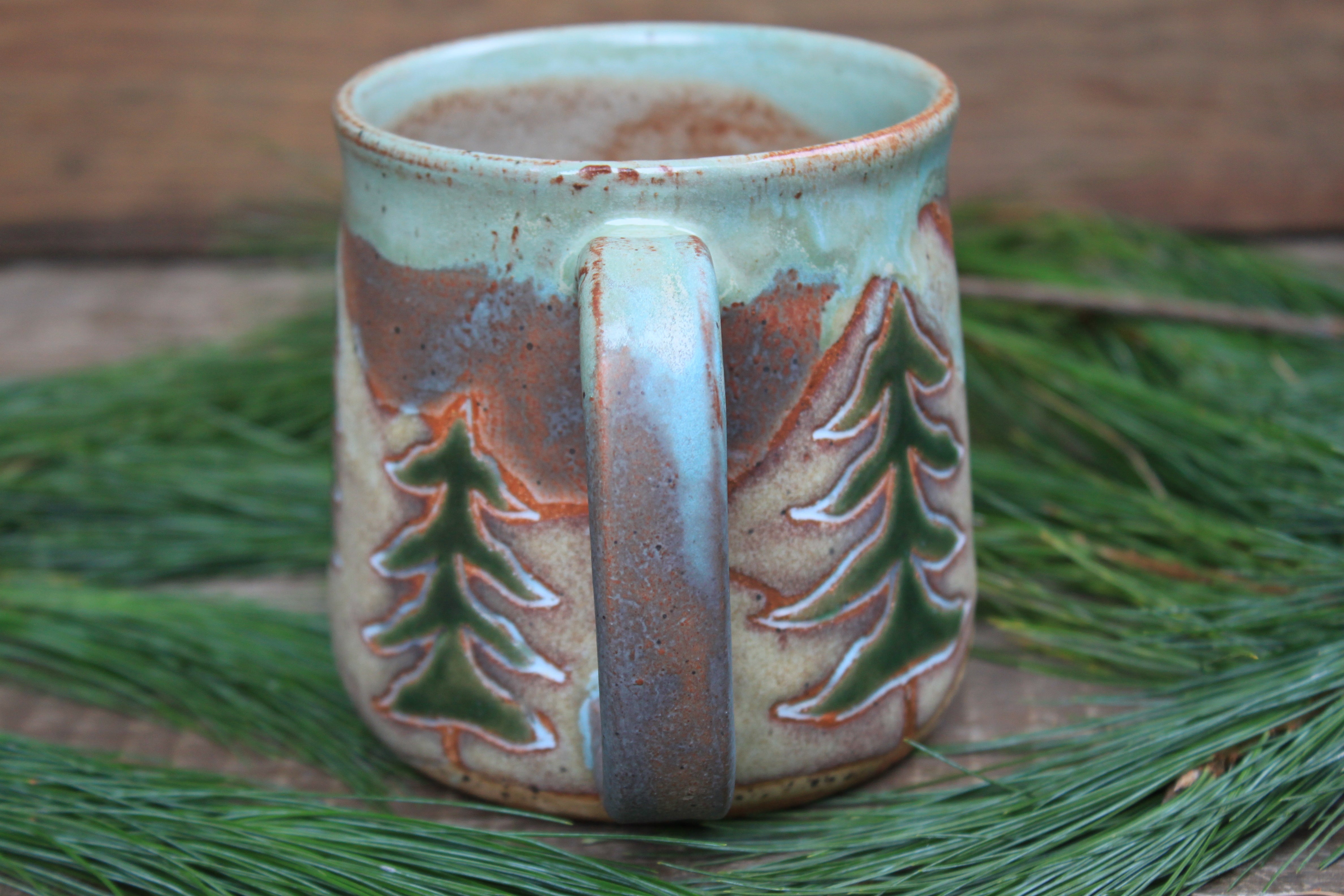 Sequoia River Days Carved Mug, 20 oz