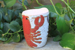 Load image into Gallery viewer, Lobster Lovers Travel Mug, Red and Blue, 12 oz
