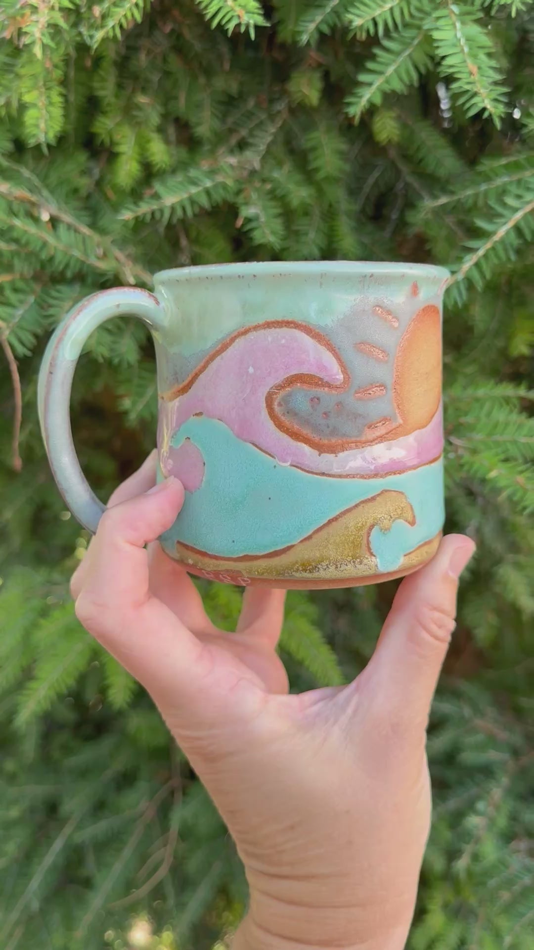 For Lori - Ocean Waves Day Carved Mug, 14.5 oz